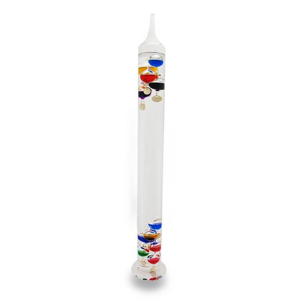 Glass Galileo Thermometer With 11 Colored Floating Vessels